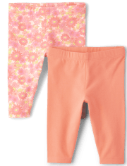 Toddler Girls Floral Capri Leggings 2-Pack