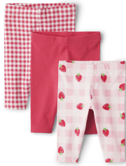 Toddler Girls Strawberry Capri Leggings 3-Pack