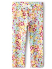 Baby And Toddler Girls Ribbed Floral Leggings