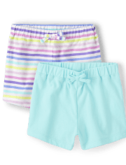 Toddler Girls Striped Pull On Shorts 2-Pack