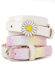 Girls Glitter Daisy Belt 2-Pack