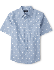 Mens Dad And Me Horse Poplin Button Up Shirt