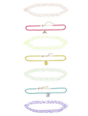 Girls Rainbow Choker Necklace 7-Pack