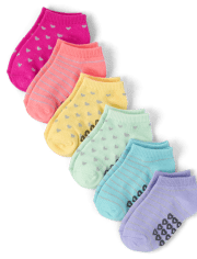 Toddler Girls Metallic Heart Ankle Socks 6-Pack