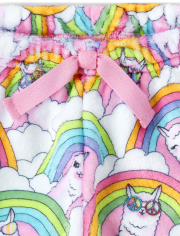 Shorts de pijama de polar para niñas Rainbow Llama