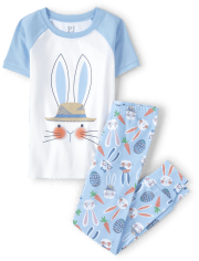 Pyjama en coton unisexe assorti pour la famille avec lapin de Pâques