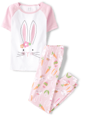 Girls Matching Family Easter Bunny Snug Fit Cotton Pajamas