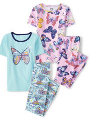 Lot de 2 pyjamas en coton coupe ajustée papillon pour filles