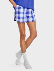Shorts de pijama de popelina con estampado para mujer