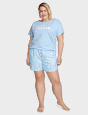 Shorts de pijama de popelina con estampado para mujer