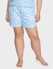 Shorts de pijama de popelina con estampado para mujer