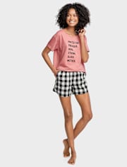 Shorts de pijama de popelina con estampado para mujer
