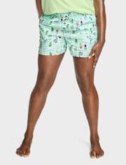 Shorts de pijama de popelina con estampado para mujer