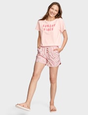 Womens Print Poplin Pajama Shorts