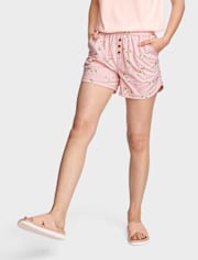 Womens Print Poplin Pajama Shorts