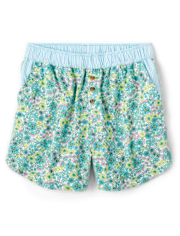 Womens Floral Poplin Pajama Shorts
