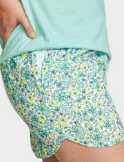 Womens Floral Poplin Pajama Shorts