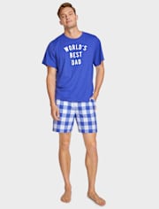 Pantalones Shortsde pijama de popelina de cuadros vichy familiares a juego para hombre