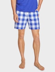Pantalones Shortsde pijama de popelina de cuadros vichy familiares a juego para hombre