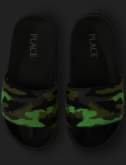 Boys Glow Camo Slides