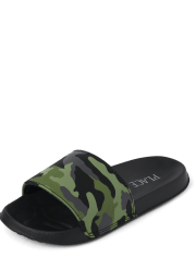 Boys Glow Camo Slides