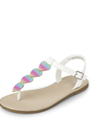 Girls Rainbow Heart Sandals