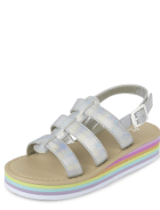 Girls Holographic Platform Sandals