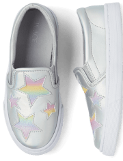 Girls Glitter Star Slip On Sneakers