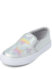Girls Glitter Star Slip On Sneakers