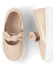 Toddler Girls Metallic Bow Slip On Sneakers