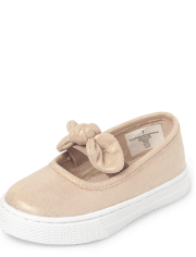 Toddler Girls Metallic Bow Slip On Sneakers
