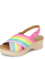 Sandalias con zueco arcoíris para niñas