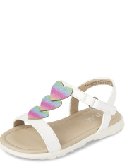 Toddler Girls Rainbow Heart Sandals