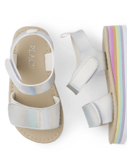 Toddler Girls Holographic Platform Sandals