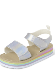 Toddler Girls Holographic Platform Sandals