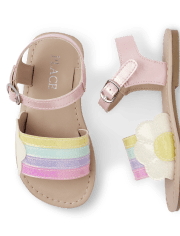 Sandalias con margaritas y purpurina para niñas pequeñas