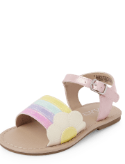 Sandalias con margaritas y purpurina para niñas pequeñas