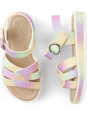Toddler Girls Rainbow Glitter Platform Sandals