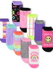 Girls Rainbow Ankle Socks 10-Pack