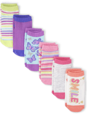 Baby And Toddler Girls Smile Ankle Socks 6-Pack