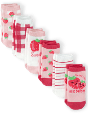 Baby And Toddler Girls Strawberry Ankle Socks 6-Pack