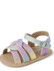 Baby Girls Rainbow Ombre Glitter Sandals