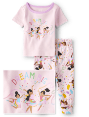 Pijamas de algodón ajustados de bailarina para bebés y niñas pequeñas