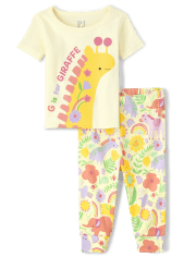 Baby And Toddler Girls Giraffe Snug Fit Cotton Pajamas