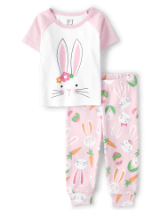 Baby And Toddler Girls Matching Family Easter Bunny Snug Fit Cotton Pajamas