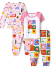 Baby And Toddler Girls Icon Snug Fit Cotton Pajamas 2-Pack