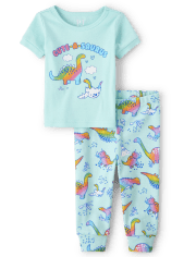 Baby And Toddler Girls Dino Snug Fit Cotton Pajamas