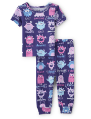 Pyjama en coton coupe ajustée Monster pour bébé et toute-petite fille