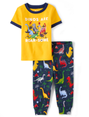 Pyjama en coton ajusté Dino pour bébés et tout-petits garçons