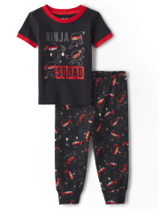 Pyjama en coton ajusté Ninja pour bébés et tout-petits garçons